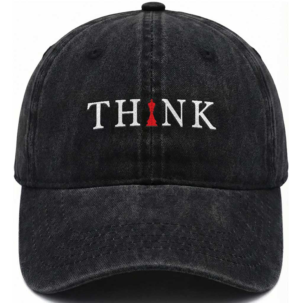 Chess Player Washed Cotton Baseball Cap Think Vintage Master Player TS11 Print Your Wear