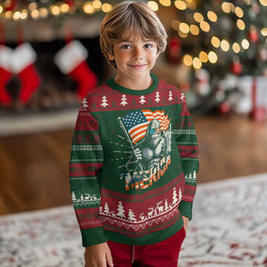 Funny Bigfoot Merica 4th Of July Knit Sweatshirt American Flag Patriotic Sasquatch TS11 Christmas Print Your Wear