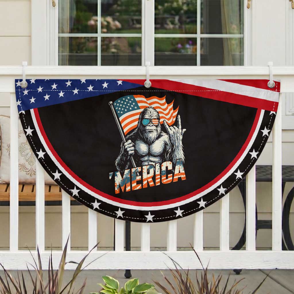 Funny Bigfoot Merica 4th Of July Patriotic Fan Flag American Flag Sasquatch