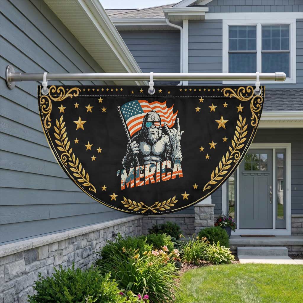 Funny Bigfoot Merica 4th Of July Patriotic Fan Flag American Flag Sasquatch