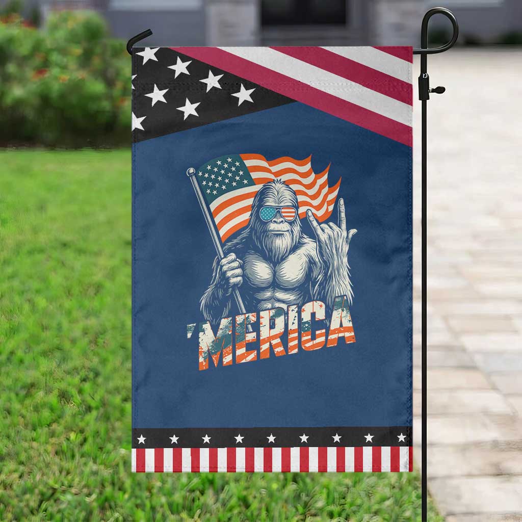 Funny Bigfoot Merica 4th Of July Garden Flag American Flag Patriotic Sasquatch TS11 Classic Blue Black Print Your Wear
