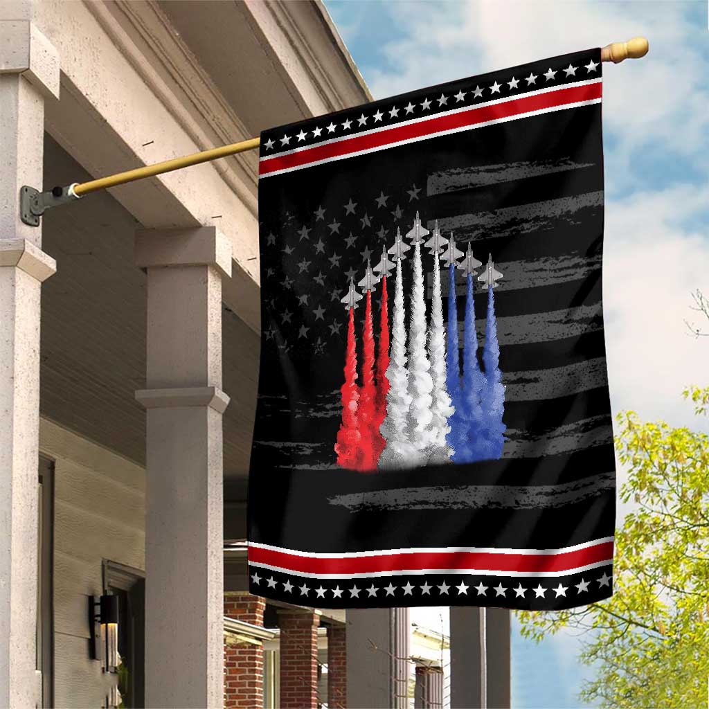 Funny Fighter Jet Airplane American Flag 4th Of July Patriotic Garden Flag TS11 Distressed Black Red Print Your Wear