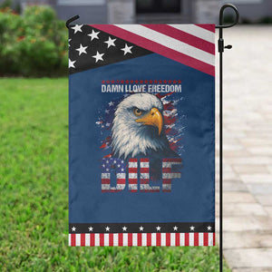 Funny 4th Of July DILF Damn I Love Freedom Garden Flag Vintage Bald Eagle 4th Of July TS11 Classic Blue Black Print Your Wear