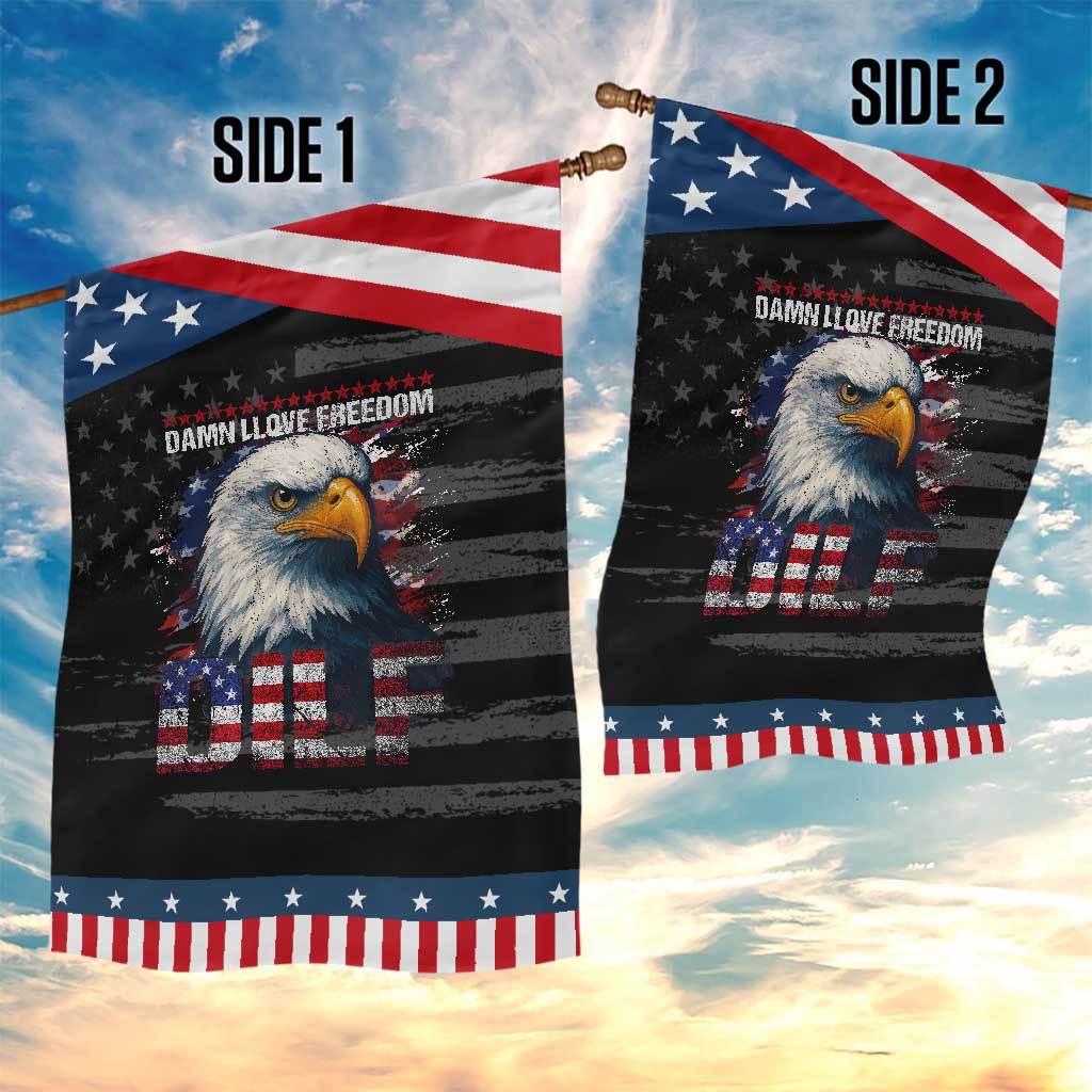Funny 4th Of July DILF Damn I Love Freedom Garden Flag Vintage Bald Eagle 4th Of July TS11 Print Your Wear