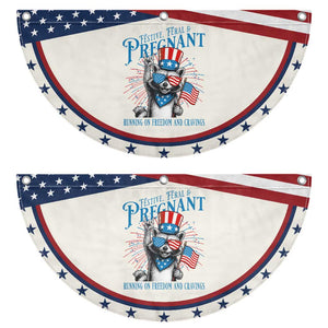 Funny Festive Feral and Pregnant Patriotic Fan Flag Running On Freedom And Cravings 4th of July Maternity Raccoon TS11 2pcs pack Classic Beige Print Your Wear