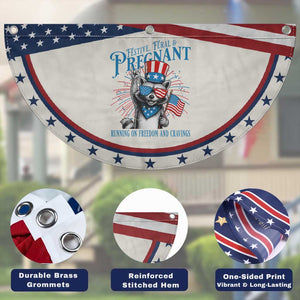 Funny Festive Feral and Pregnant Patriotic Fan Flag Running On Freedom And Cravings 4th of July Maternity Raccoon TS11 Print Your Wear