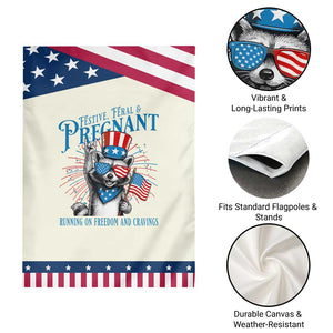 Funny Festive Feral and Pregnant Garden Flag Running On Freedom And Cravings 4th of July Maternity Raccoon TS11 Print Your Wear