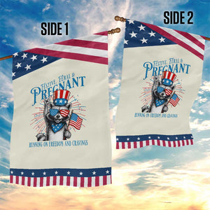 Funny Festive Feral and Pregnant Garden Flag Running On Freedom And Cravings 4th of July Maternity Raccoon TS11 Print Your Wear