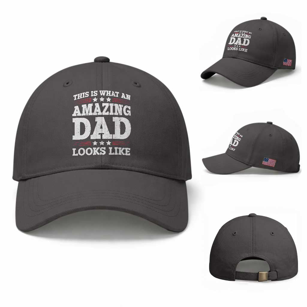 Funny This Is What An Amazing Dad Looks Like Baseball Cap Fathers Day TS11 Baseball Cap Universal Fit Dark Gray Print Your Wear