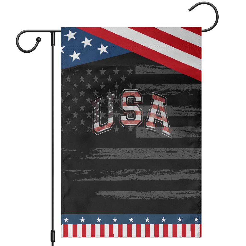 Funny USA Patriotic 4th of July American Flag Garden Flag TS11 Distressed Black Blue Print Your Wear