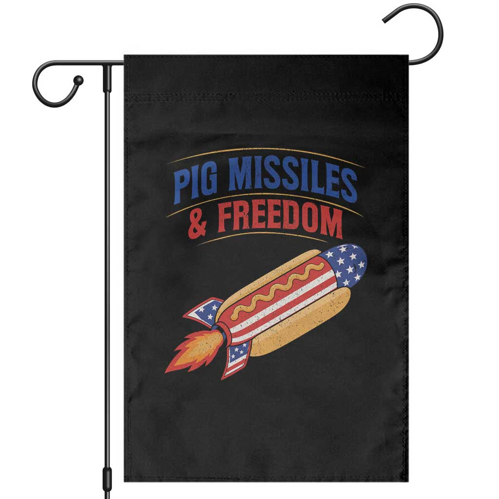 Pig Missiles And Freedom Hot Dog 4th of July Humor Garden Flag