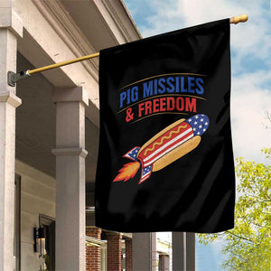 Pig Missiles And Freedom Hot Dog 4th of July Humor Garden Flag