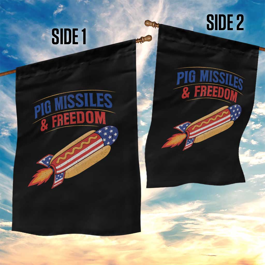 Pig Missiles And Freedom Hot Dog 4th of July Humor Garden Flag
