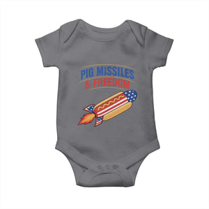 Pig Missiles And Freedom Hot Dog 4th of July Humor Baby Onesie