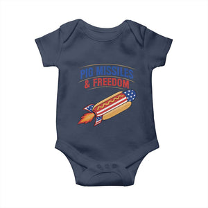 Pig Missiles And Freedom Hot Dog 4th of July Humor Baby Onesie