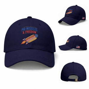 Pig Missiles And Freedom Hot Dog 4th of July Humor Baseball Cap