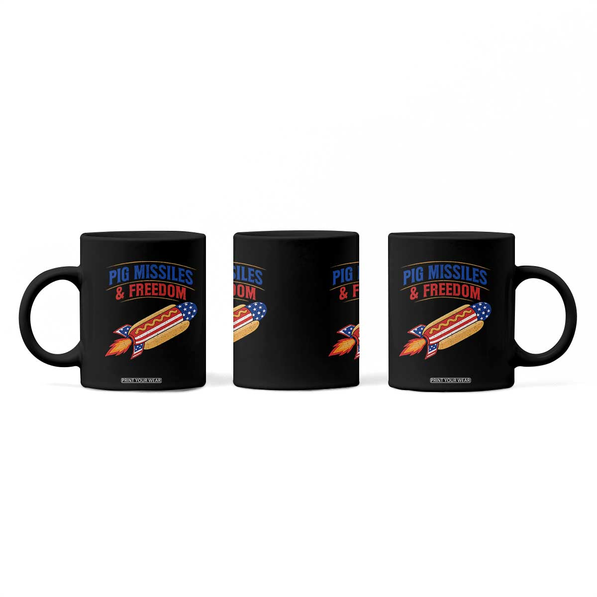 Pig Missiles And Freedom Hot Dog 4th of July Humor Coffee Mug