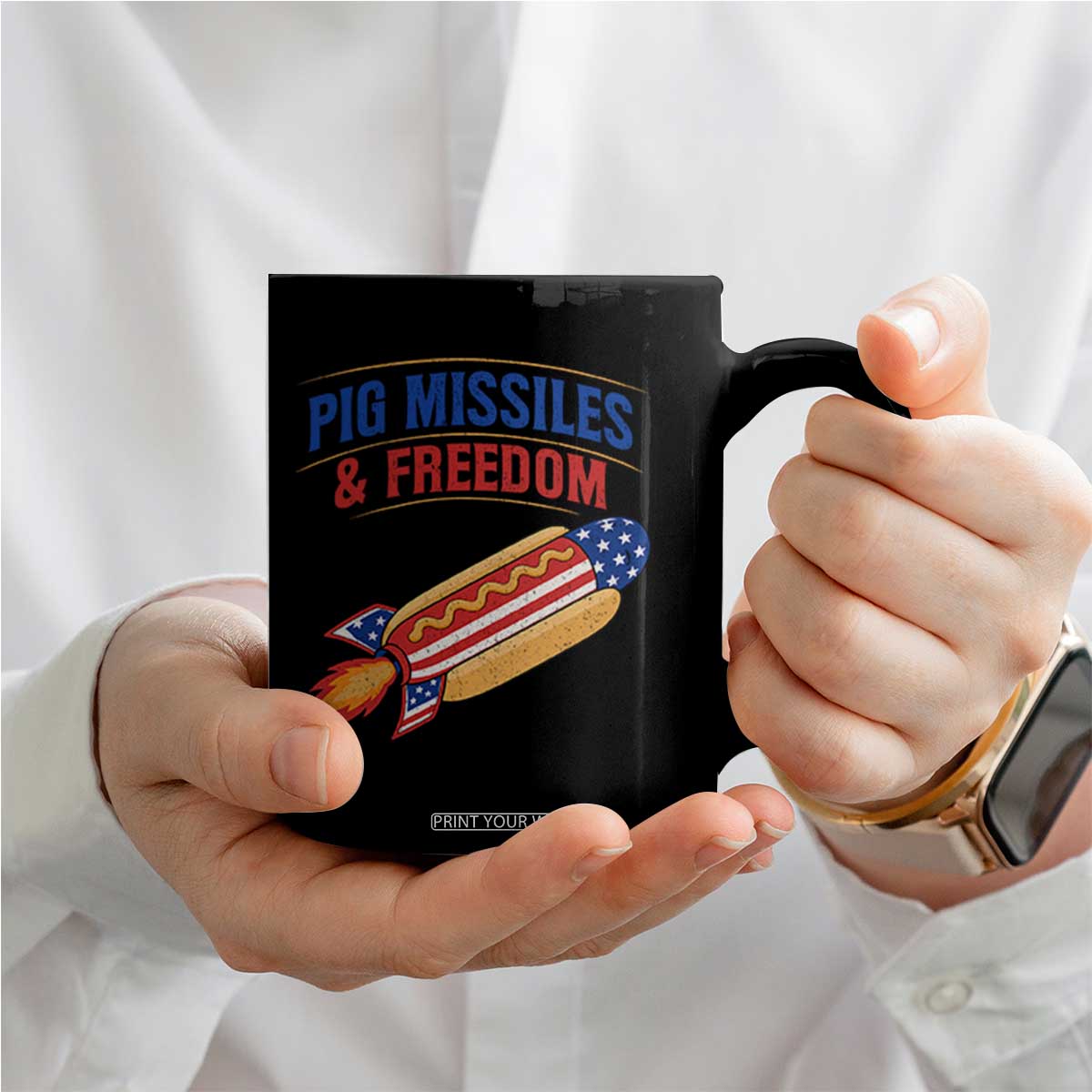 Pig Missiles And Freedom Hot Dog 4th of July Humor Coffee Mug