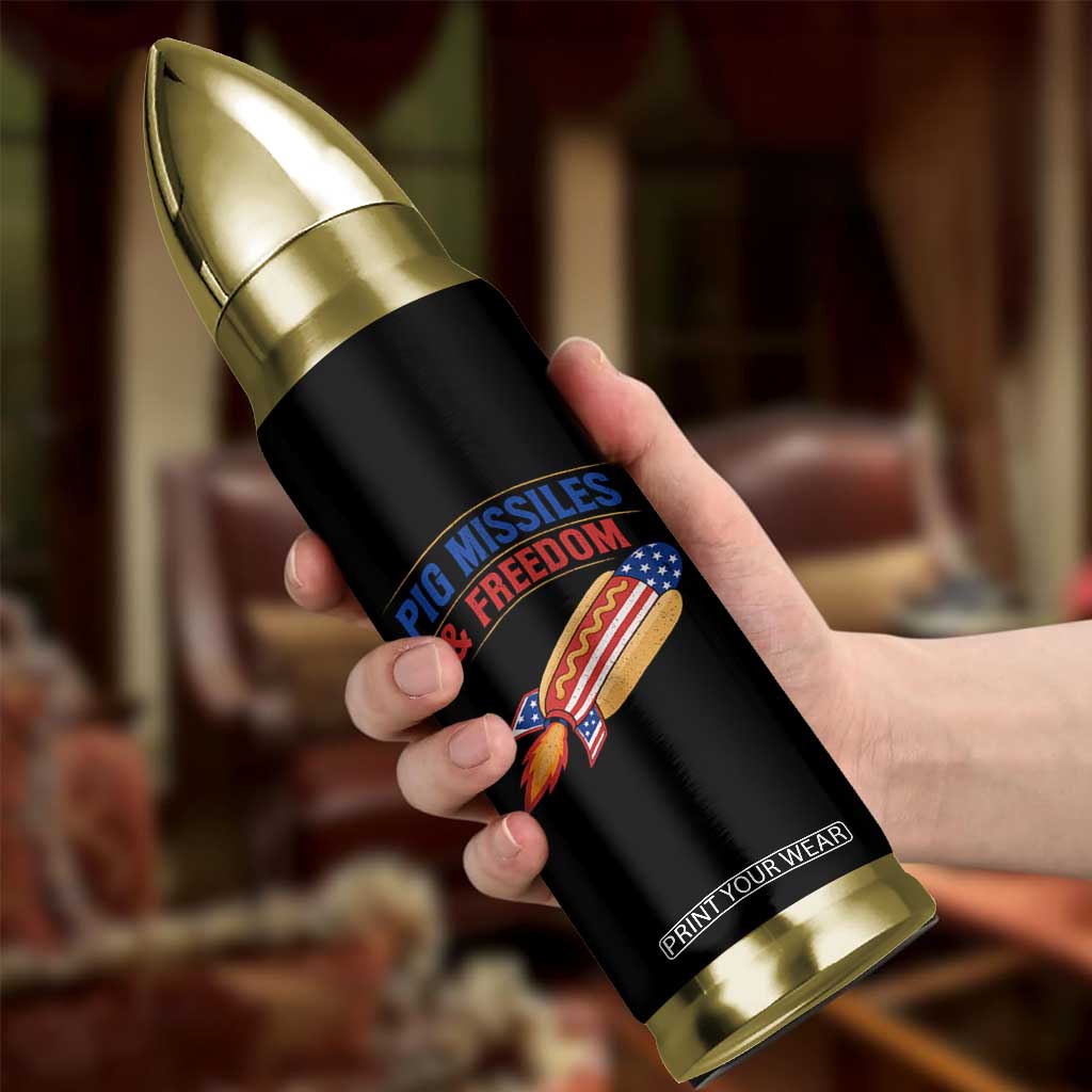 Pig Missiles And Freedom Hot Dog 4th of July Humor Bullet Tumbler
