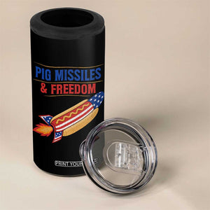 Pig Missiles And Freedom Hot Dog 4th of July Humor 4 in 1 Can Cooler Tumbler TS11 Print Your Wear