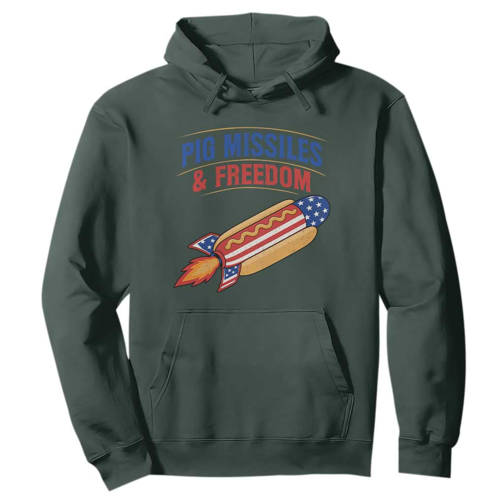 Pig Missiles And Freedom Hot Dog 4th of July Humor Hoodie