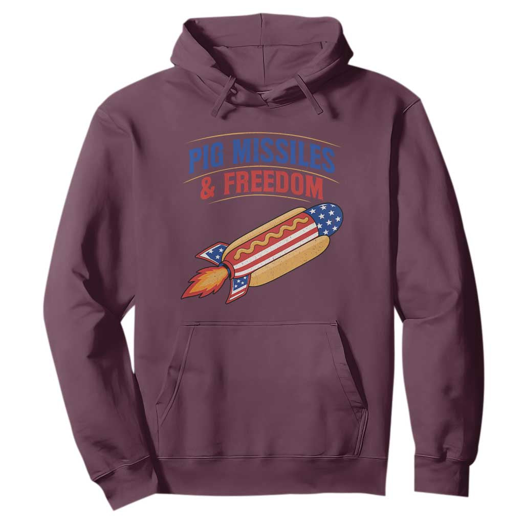 Pig Missiles And Freedom Hot Dog 4th of July Humor Hoodie