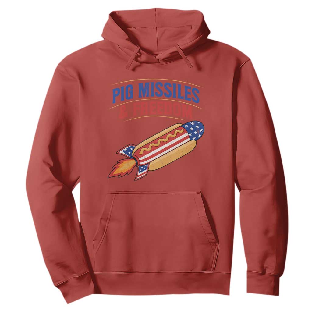 Pig Missiles And Freedom Hot Dog 4th of July Humor Hoodie