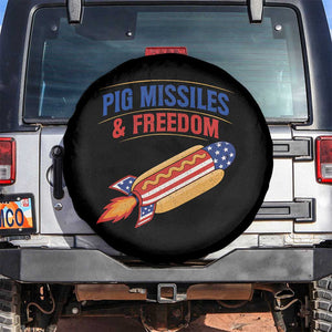 Pig Missiles And Freedom Hot Dog 4th of July Humor Spare Tire Cover