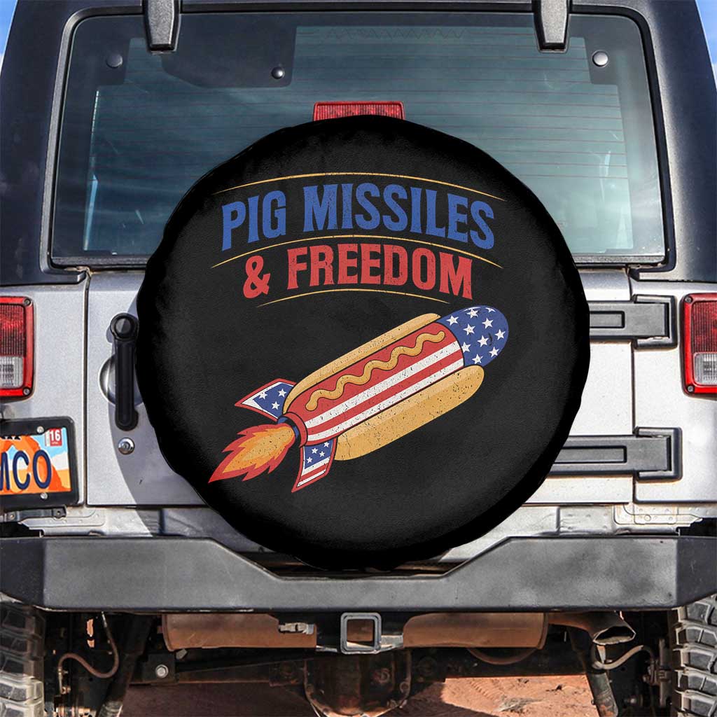 Pig Missiles And Freedom Hot Dog 4th of July Humor Spare Tire Cover TS11 No hole Black Print Your Wear