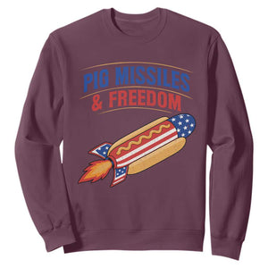 Pig Missiles And Freedom Hot Dog 4th of July Humor Sweatshirt