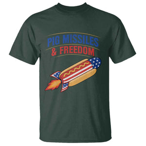Pig Missiles And Freedom Hot Dog 4th of July Humor T Shirt