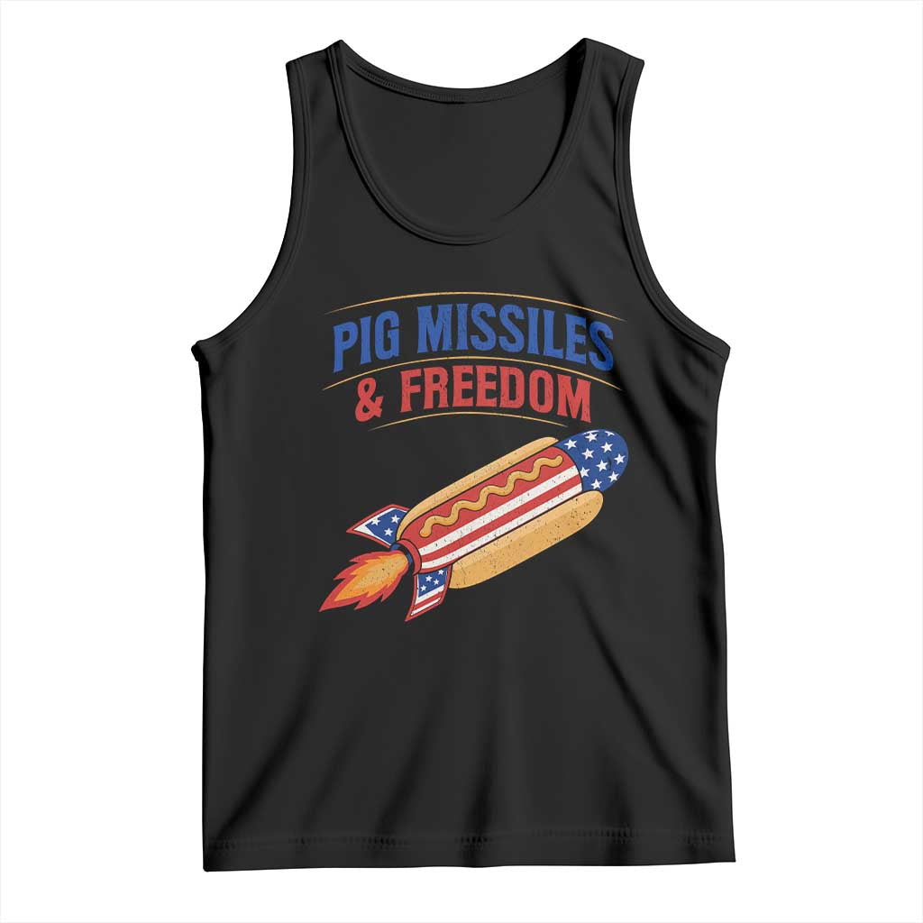 Pig Missiles And Freedom Hot Dog 4th of July Humor Tank Top TS11 Black Print Your Wear
