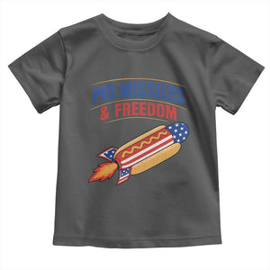 Pig Missiles And Freedom Hot Dog 4th of July Humor Toddler T Shirt