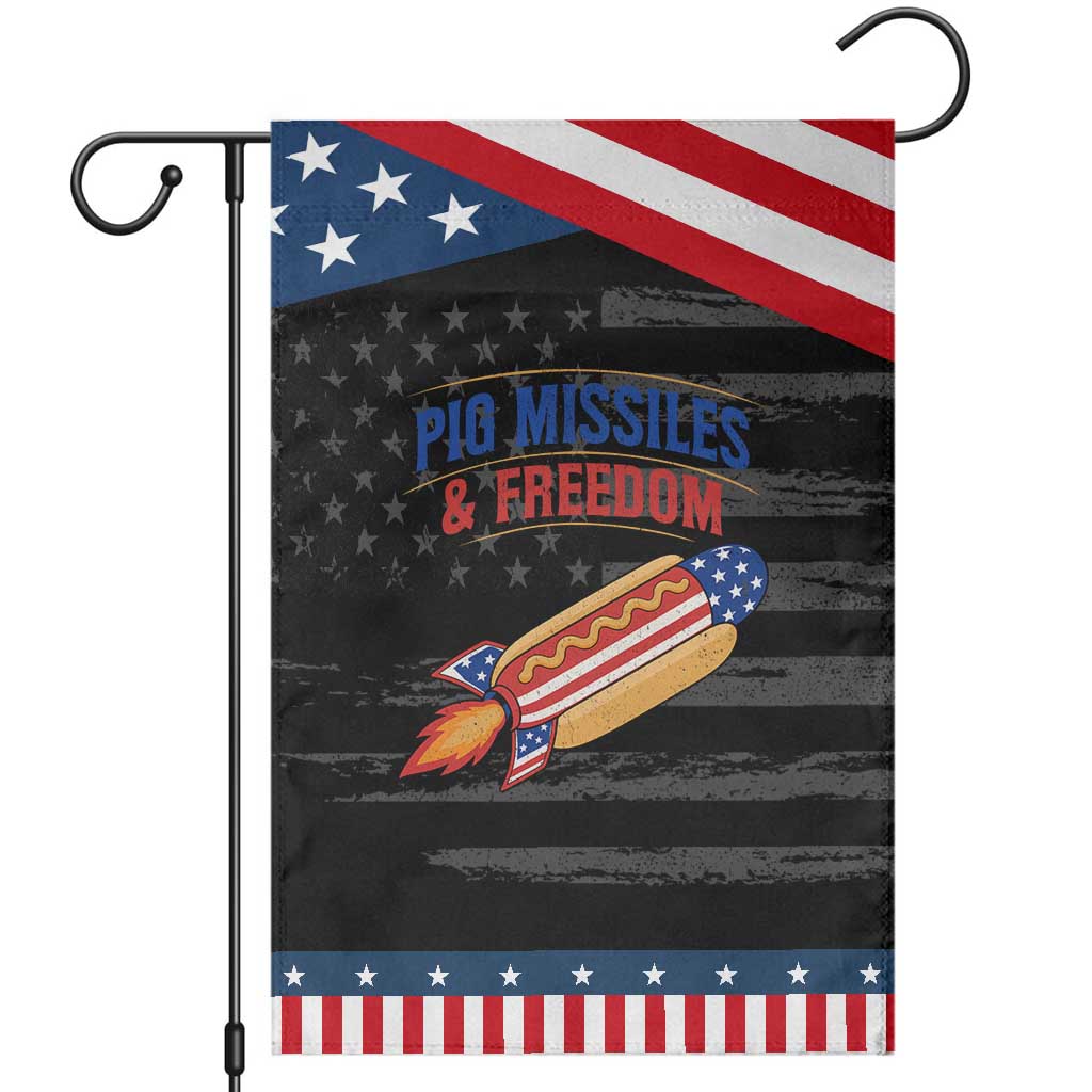 Pig Missiles And Freedom Hot Dog 4th of July Humor Patriotic Garden Flag