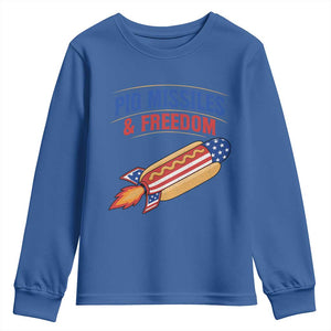 Pig Missiles And Freedom Hot Dog 4th of July Humor Youth Sweatshirt