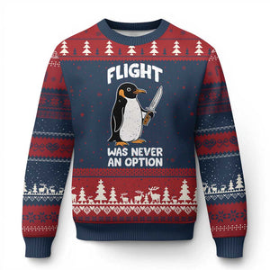 Penguin Flight Was Never An Option Ugly Christmas Sweater Funny Dark Humor