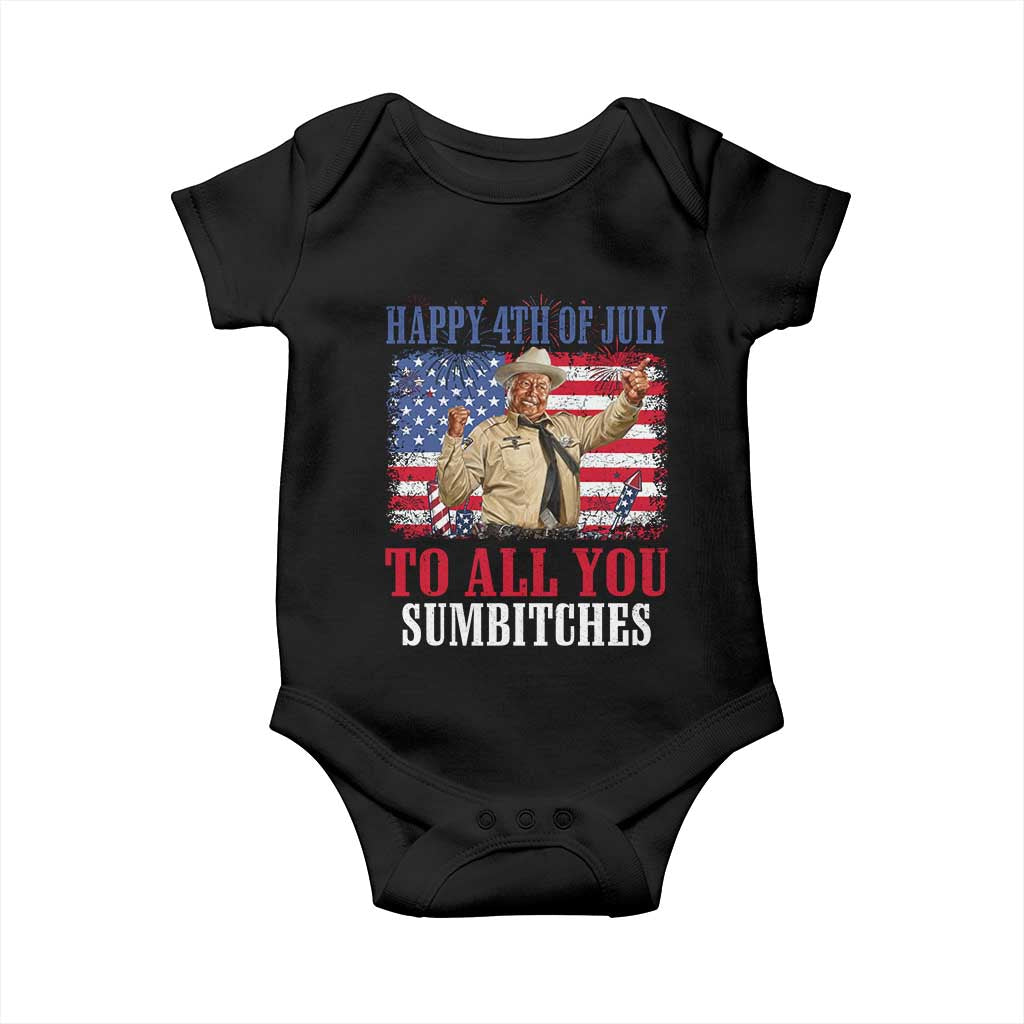 Happy 4th of July To All You Sumbitches Baby Onesie Funny Smokey Patriotic American 70s Movie The Bandit TS11 Black Print Your Wear