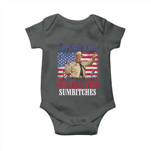 Happy 4th of July To All You Sumbitches Baby Onesie Funny Smokey Patriotic American 70s Movie The Bandit TS11 Dark Heather Print Your Wear