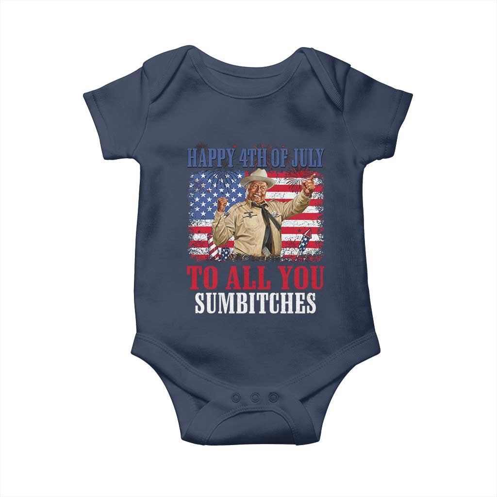 Happy 4th of July To All You Sumbitches Baby Onesie Funny Smokey Patriotic American 70s Movie The Bandit TS11 Navy Print Your Wear