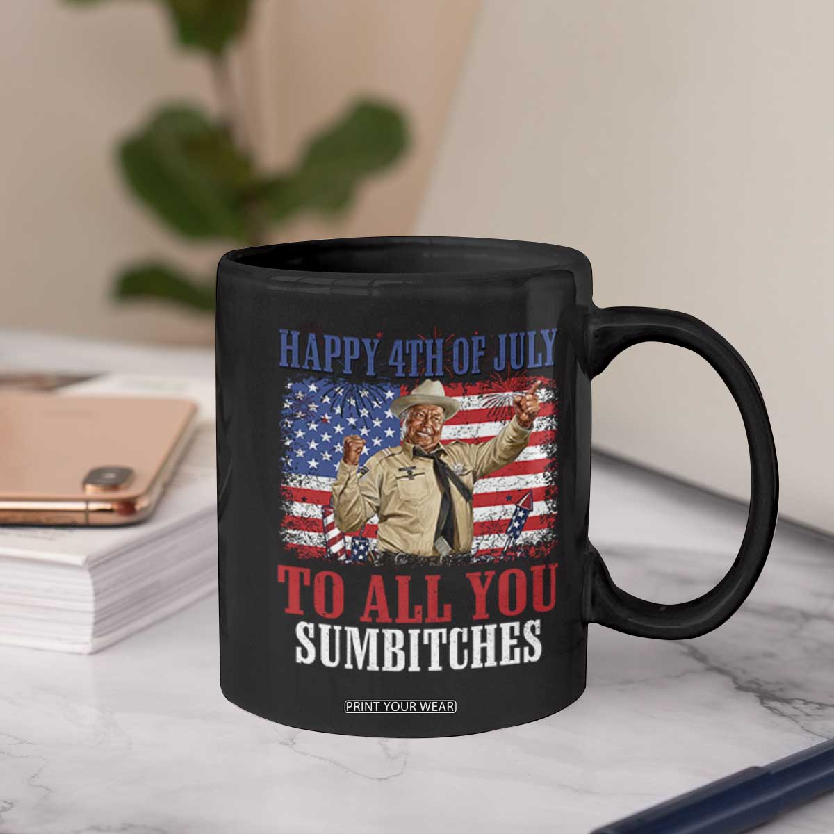 Happy 4th of July To All You Sumbitches Coffee Mug Funny Smokey Patriotic American 70s Movie The Bandit
