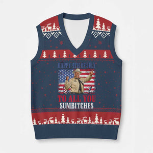 Happy 4th of July To All You Sumbitches V-Neck Knit Sweater Vest Funny Smokey Patriotic American 70s Movie The Bandit TS11 Navy Red Print Your Wear