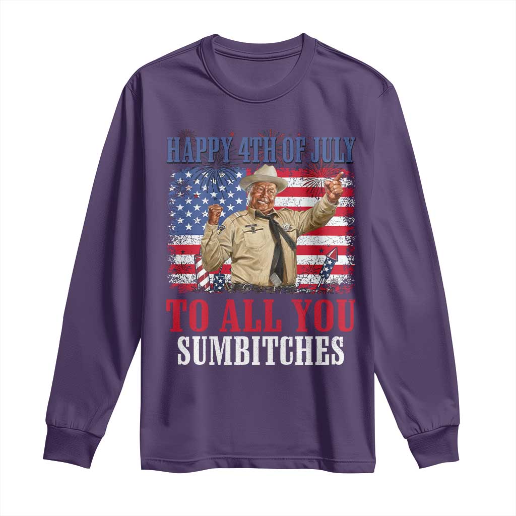 Happy 4th of July To All You Sumbitches Long Sleeve Shirt Funny Smokey Patriotic American 70s Movie The Bandit TS11 Purple Print Your Wear