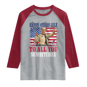 Happy 4th of July To All You Sumbitches Raglan Shirt Funny Smokey Patriotic American 70s Movie The Bandit TS11 Heather Gray Heather Red Print Your Wear