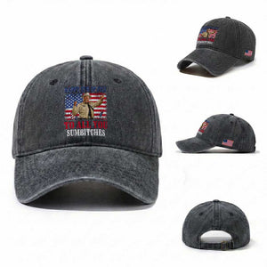 Happy 4th of July To All You Sumbitches Washed Cotton Baseball Cap Funny Smokey Patriotic American 70s Movie The Bandit TS11 Washed Cap Universal Fit Dark Gray Print Your Wear