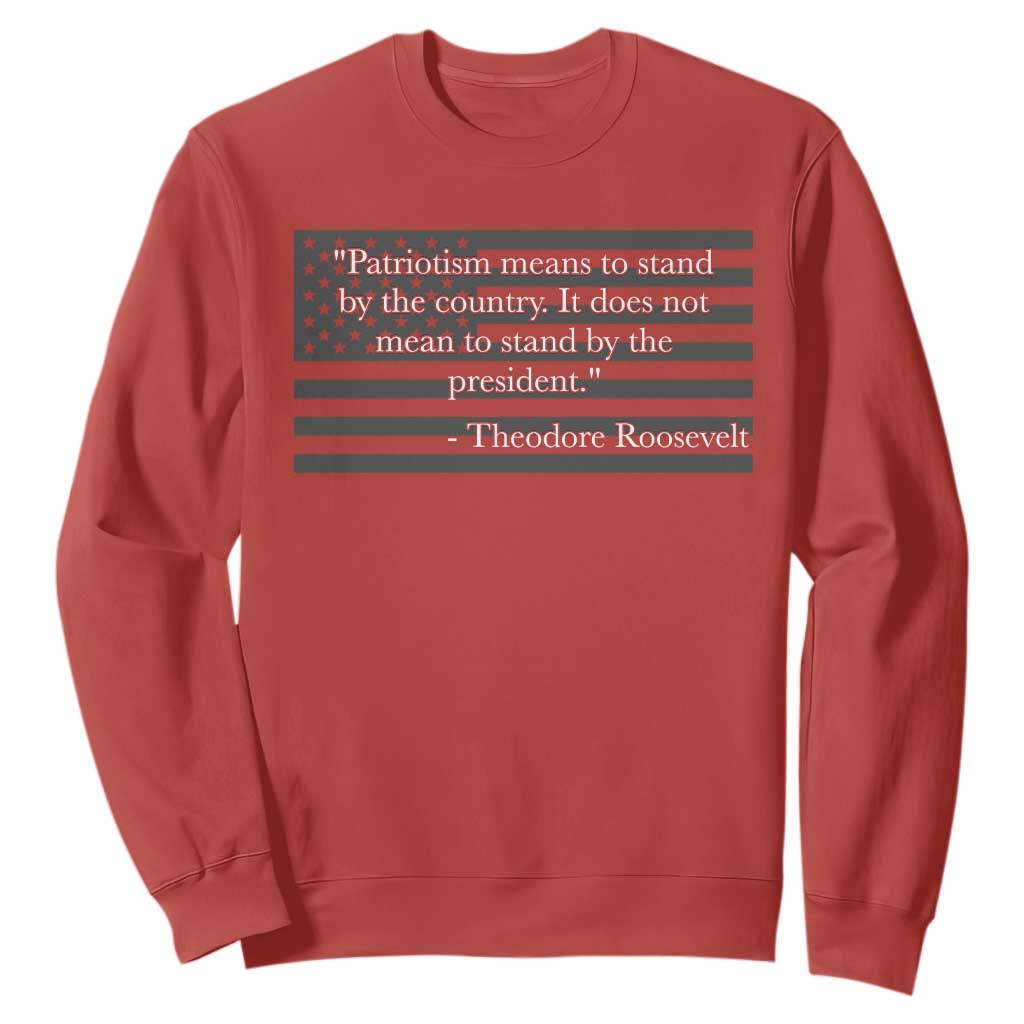 Theodore Roosevelt Sweatshirt Patriotism Means To Stand By The Country Not By The President