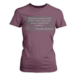 Theodore Roosevelt T Shirt For Women Patriotism Means To Stand By The Country Not By The President