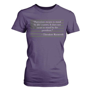 Theodore Roosevelt T Shirt For Women Patriotism Means To Stand By The Country Not By The President