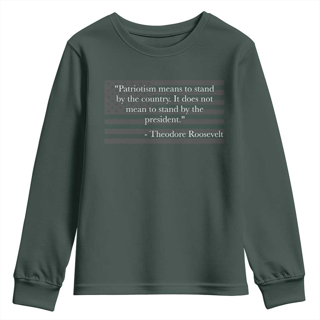 Theodore Roosevelt Youth Sweatshirt Patriotism Means To Stand By The Country Not By The President