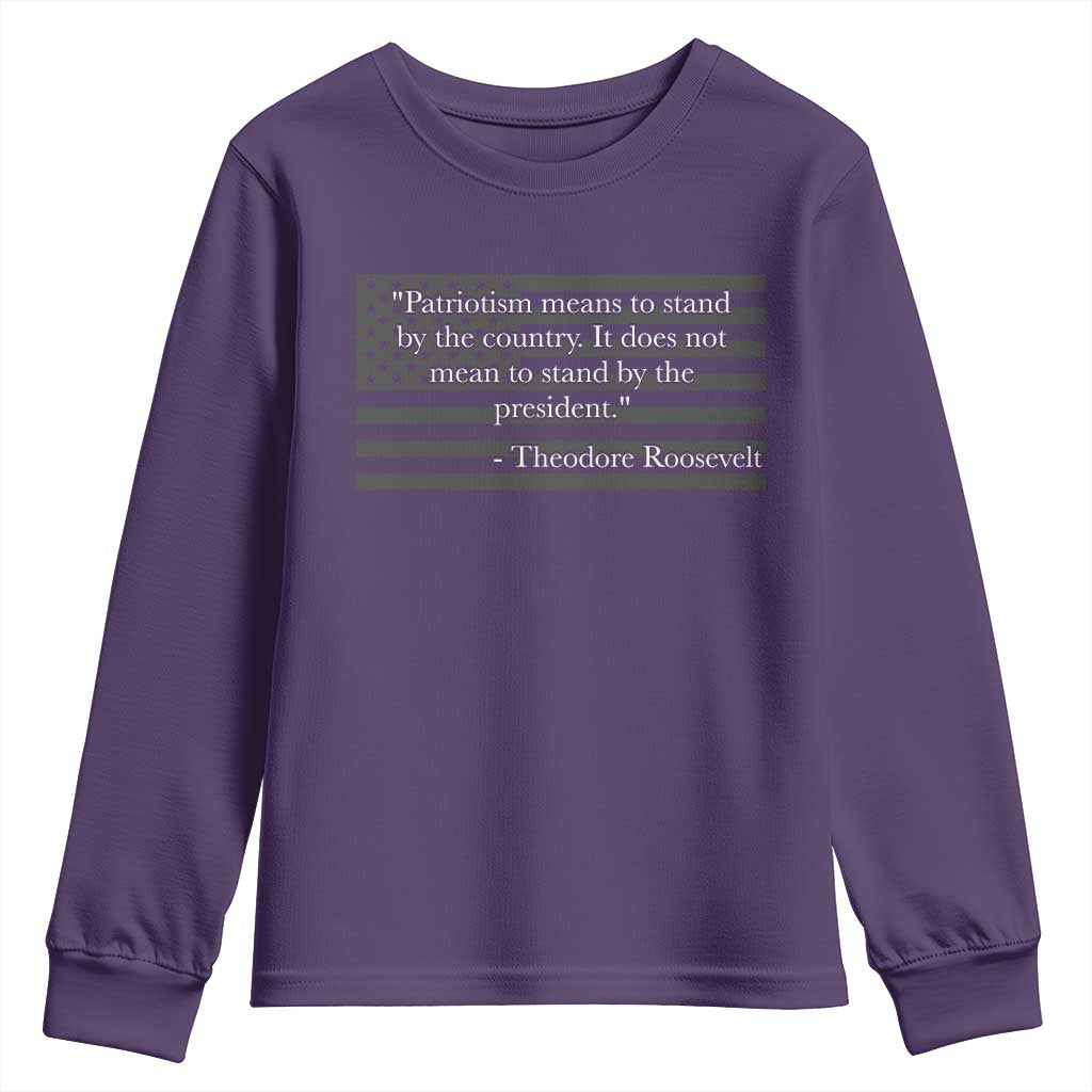 Theodore Roosevelt Youth Sweatshirt Patriotism Means To Stand By The Country Not By The President