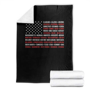 50 US States 4th of July Vintage American Flag Throw Blanket
